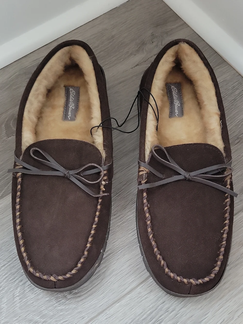 Eddie Bauer Men's Dark Brown Cordova Mocassin Slipper Large 9.5/10.5 NWOT
